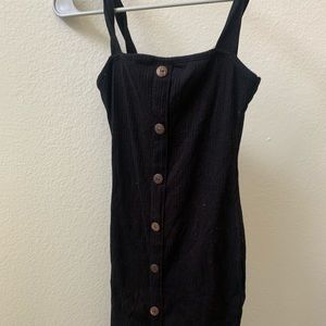 Black button up body con dress